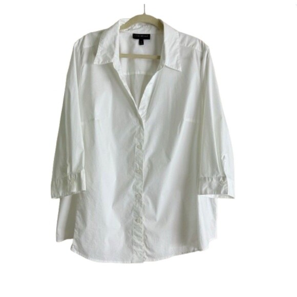 Lane Bryant No Peek White Button Down Shirt Size 26 Long Sleeve Stretch Plus - Picture 1 of 10